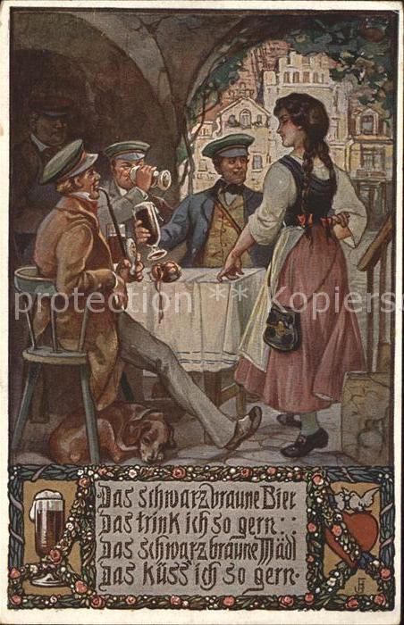 BDD Ausland Das schwarzbraune Bier Volksliederkarte