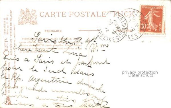 Verlag Tucks Oilette Nr. 7 Serie 944 Parc de Versailles Chateau – Bild 2