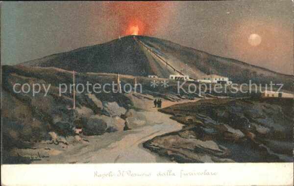 Vulkane Geysire Vulcans Geysers Vesuvio Napoli Litho
