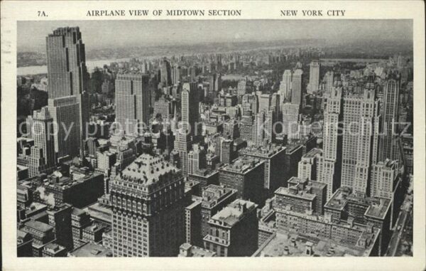 New York City Airplane view of Midtown Section Skyscr