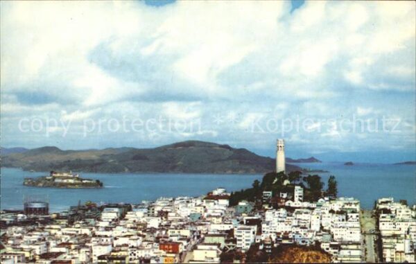 San Francisco California View of the Bay Coit Tower Alcatraz Isl