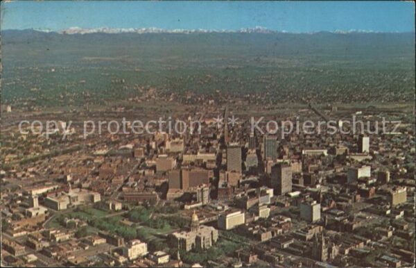 Denver Colorado Aerial view of Downtown Rocky Mountains