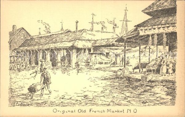 New Orleans Louisiana Original Old French Market History Illu