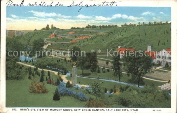 Salt Lake City Birds eye view of Memory Grove City Cre