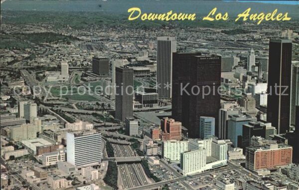 Los Angeles California Aerial view of Downtown Harbor Freeway
