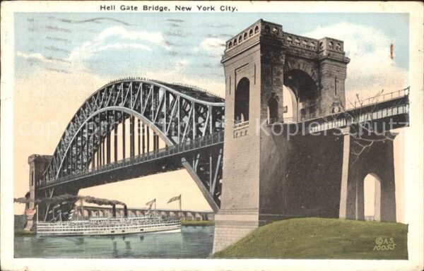 New York City Hell Gate Bridge Steamer East River