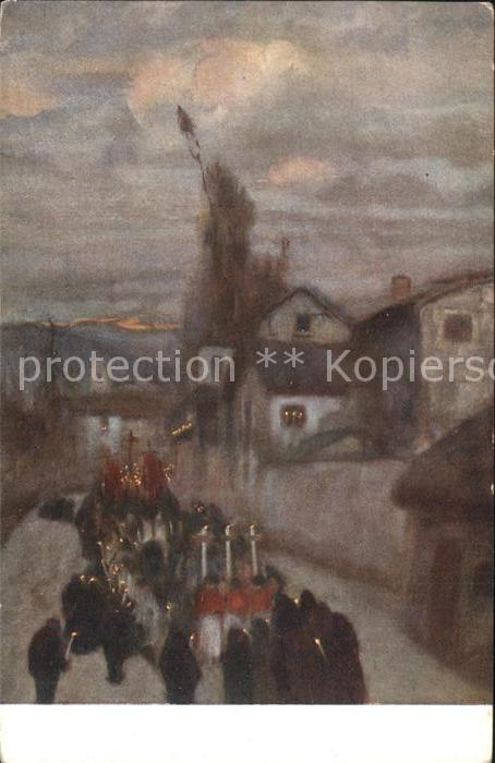 Kuenstlerkarte Gründonnerstag Prozession V. A. Cargnel