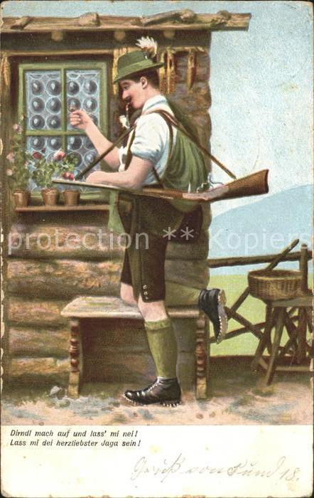 Poesie Dirndl mach auf und lass mi nei Jäger