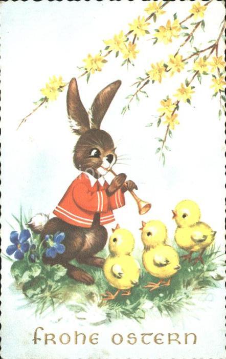 Ostern Easter Paques Hase Trompete Küken