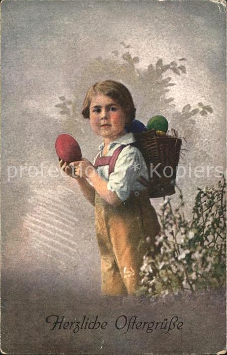 Ostern Easter Paques Junge Korb Ostereier