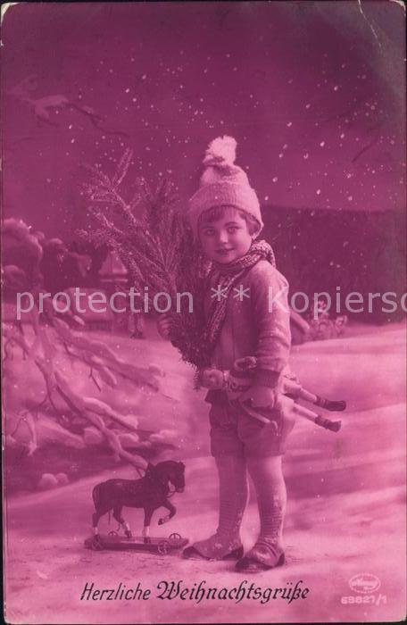 Verlag Amag Nr. 63821/1 Weihnachtsgruß Kind Nachziehpfe