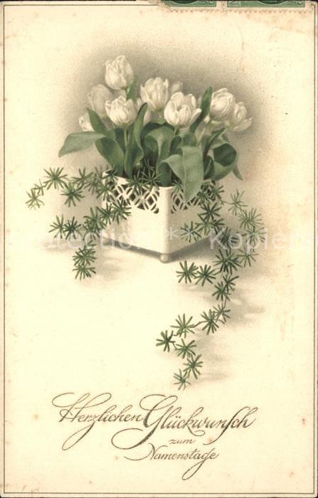 Glueckwunsch Namenstag Tulpen Asparakus