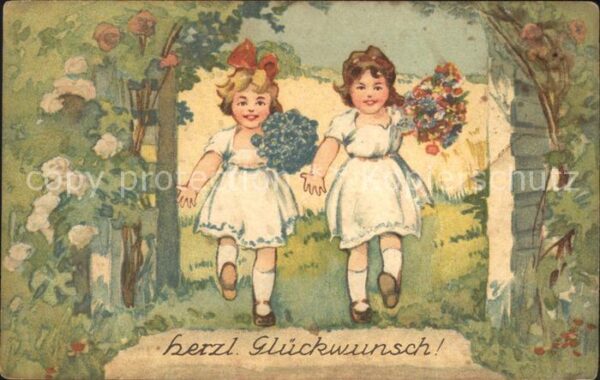 Glueckwunsch Mädchen Blumensträuße