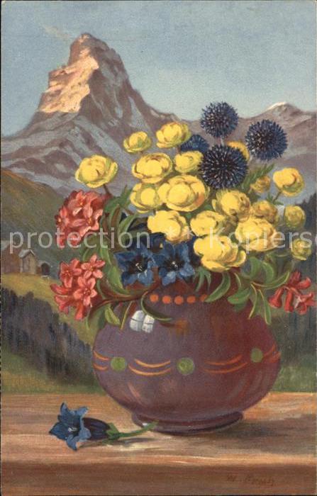 Frueh W. Alpenrose Enzian Trollblume