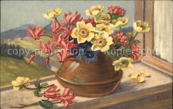 Frueh W. Anemonen Alpenveilchen Enzian Fensterba