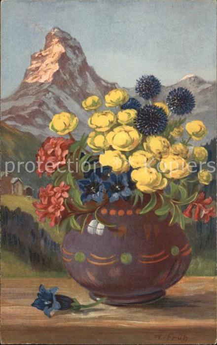 Frueh W. Alpenrosen Trollblume Enzian