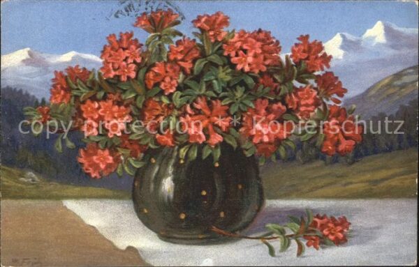 Frueh W. Alpenrosen Vase Berge