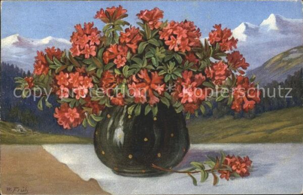 Frueh W. Alpenrosen Vase Berge