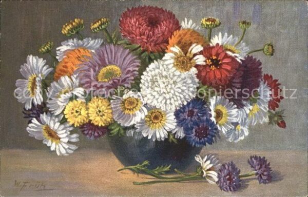 Frueh W. Dahlien Zinnien Blumen