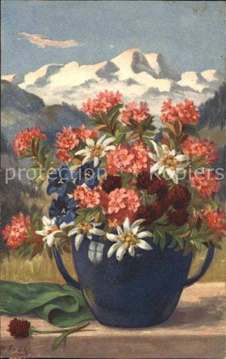 Frueh W. Alpenrosen Edelweiß Enzian