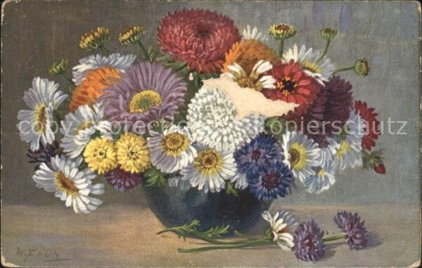 Frueh W. Dahlien Zinnien Gerbera Kornblumen