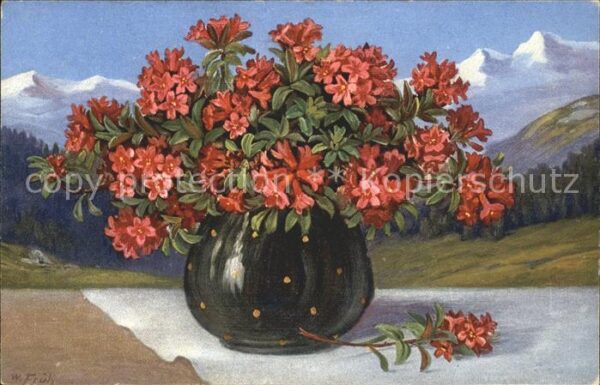Frueh W. Alpenrosen Vase Berge