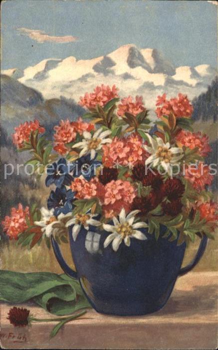 Frueh W. Alpenrosen Edelweiß Enzian