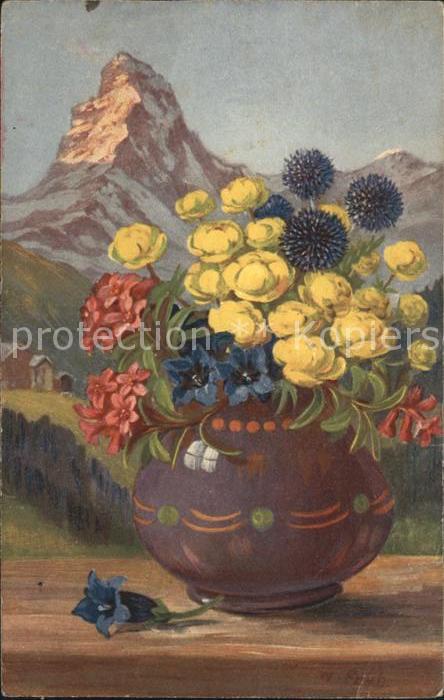 Frueh W. Alpenrosen Trollblumen Enzian