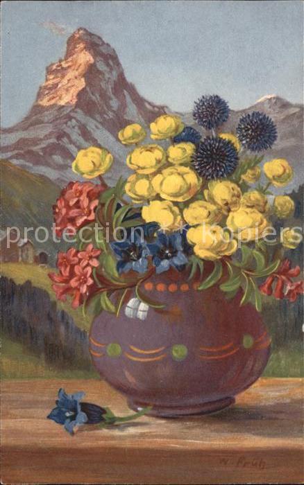 Frueh W. Alpenrosen Trollblumen Enzian