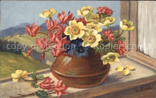 Frueh W. Alpenveilchen Enzian Anemonen Alpenrose