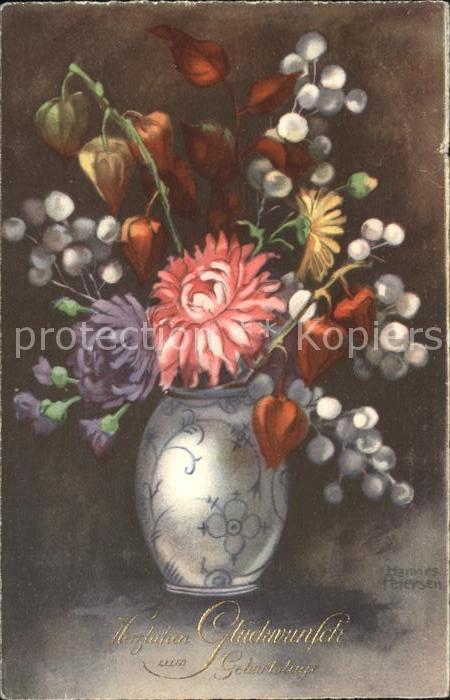 Petersen Hannes 4229 Geburtstag Dahlien Lampionblume Si