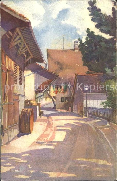 Zuercher J. Dorfpartie bei Zürich Aquarell