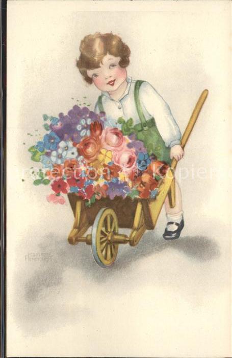 Petersen Hannes Kind Schubkarre Blumen