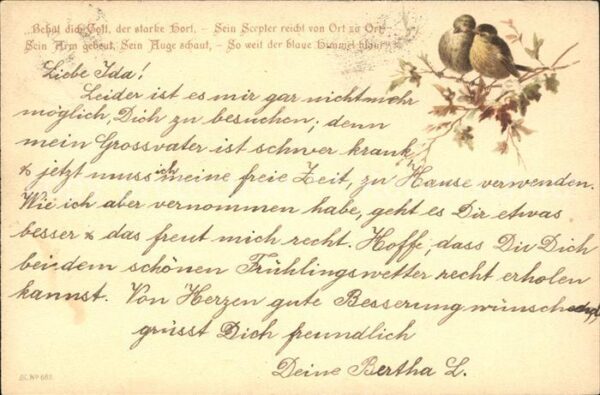 Voegel Gedicht Spruch Litho