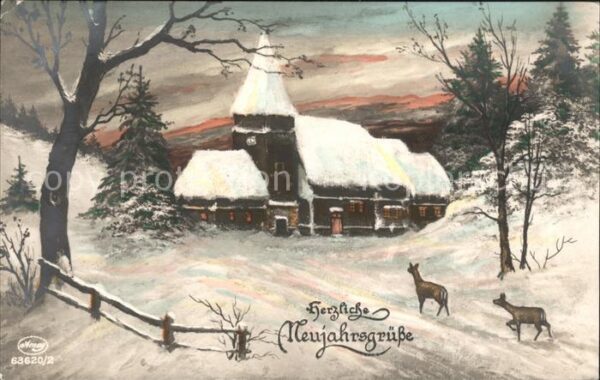 Verlag Amag Nr. 63620/2 Neujahr Rehe