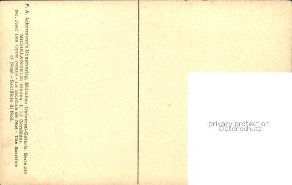 Verlag Ackermann Kuenstlerpostkarte Nr. Michelangelo Sixtina Nr. 2686 Das Opfer – Bild 2
