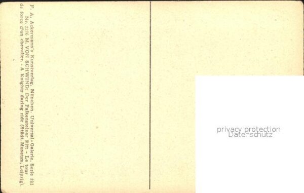 Verlag Ackermann Kuenstlerpostkarte Nr. 2276 M. von Schwind Der Falkensteiner R – Bild 2