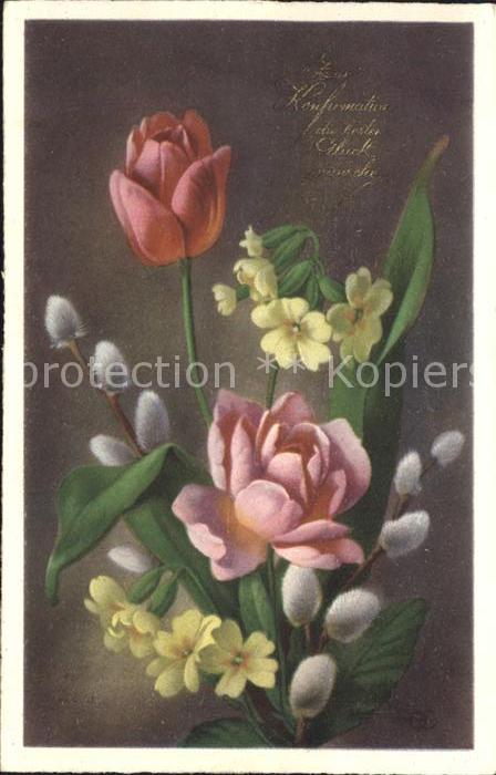 Konfirmation Glückwunsch Tulpen Schlüsselblume Weide
