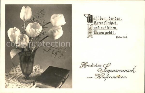 Konfirmation Glückwunsch Tulpen Buch Psalm 128.1