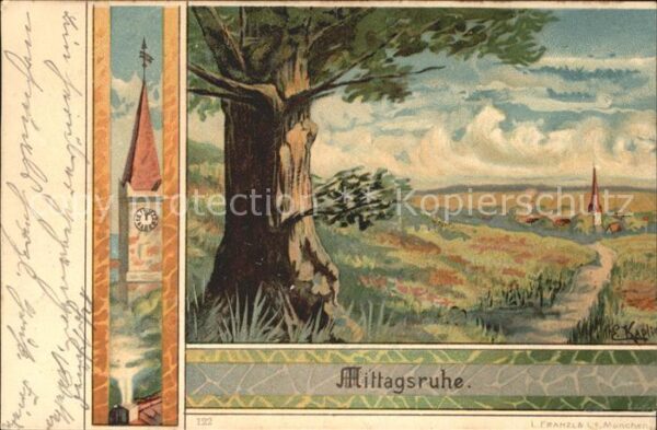 Kuenstlerkarte E. Kaplick Mittagsruhe Litho