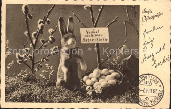 Ostern Easter Paques Hase Weidenkätzchen Verkauf Ostereier