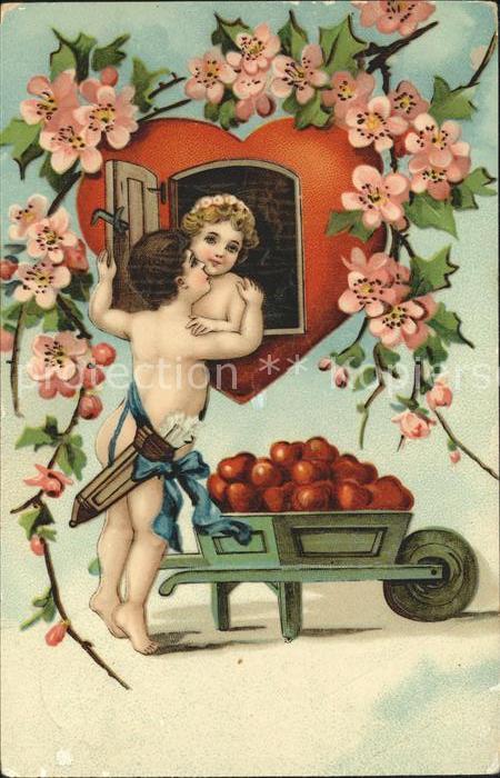 Blumen Kinder Eros Pfeile Herz Schubkarre Herz