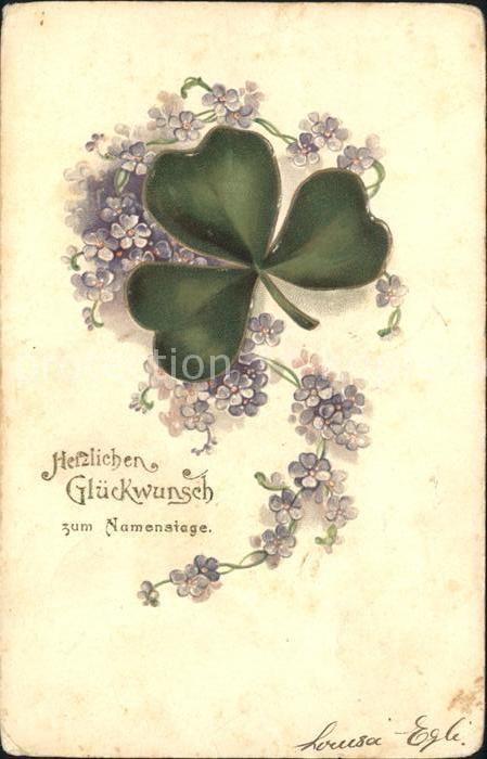 Namenstag Namenskarte Kleeblatt Glückwunsch Blumen