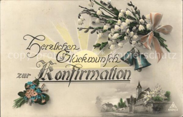Konfirmation Glückwunsch Kirchenglocken Weidenkätzch