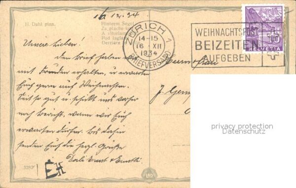 Kuenstlerkarte H. Dahl Hinterm Segel Nr. 3282 Segelboo – Bild 2