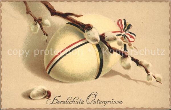 Ostern Easter Paques Ei Weidenkätzchen Schwarz-Weiss-Rot Sch