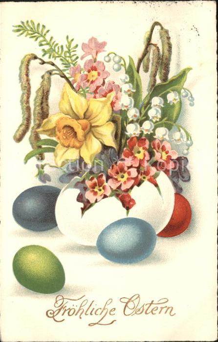 Ostern Easter Paques Narzissen Maiglöckchen Ostereier Bahnpo