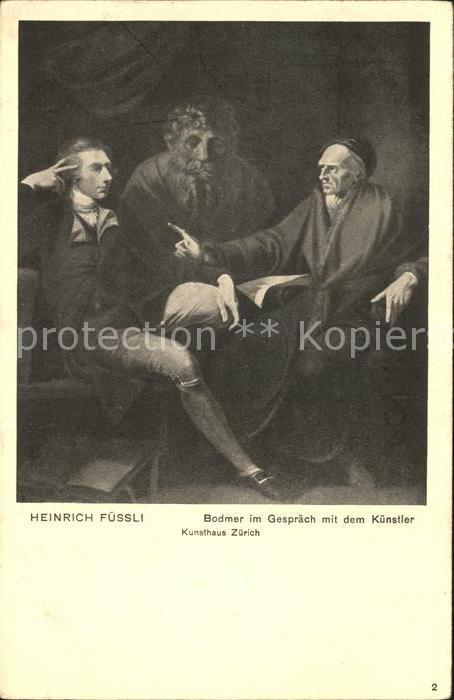 Kuenstlerkarte Heinrich Füssli Bodmer im Gespräch mit