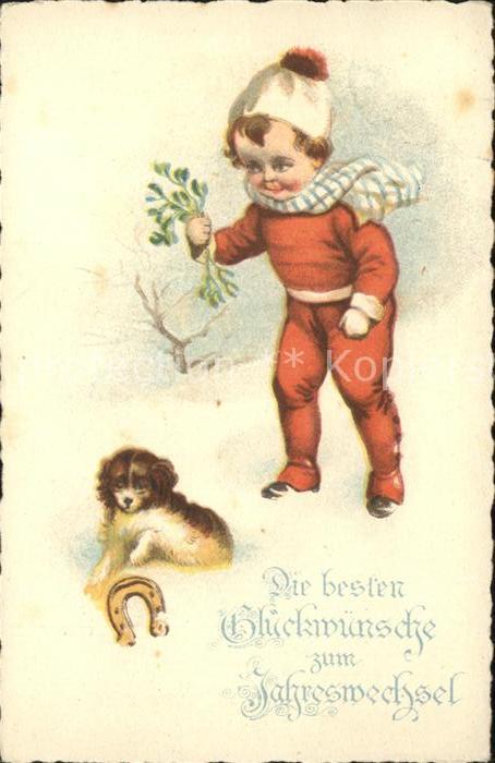 Hunde Kind Hufeisen Glückwunsch Neujahr