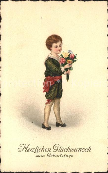 Kinder Child Enfants Blumen Geburtstag Litho